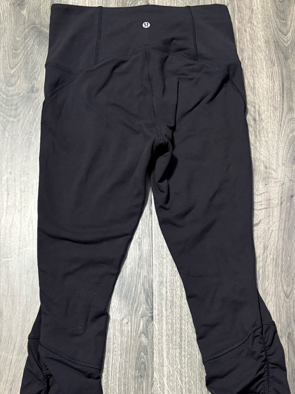 Lululemon athletica Black High-Waist Leggings with rushing at bottom